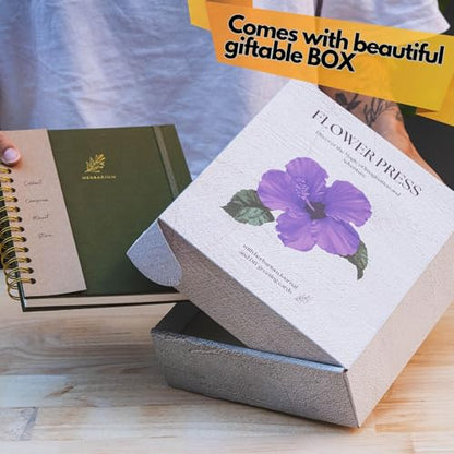 WOKK Flower Press Kit with Herbarium Journal – Wooden Botanical Press for Adults & Teens, Pressed Flower Crafts & Wedding Bouquet Preservation