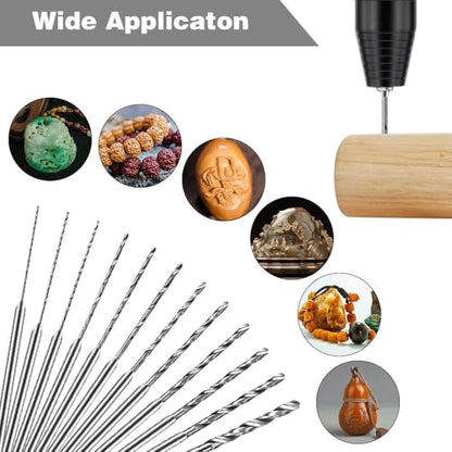 Hanboost 12Pcs Rotary Tool Drill Bits Set, 2.35mm Shank Precision Twist Drilling Accessories for Dremel Drilling Sanding Stone, Jewelry, Tile, Glass Pack, Ideal for DIY Fixers & Crafts.