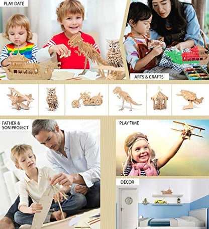 Puzzled 3D Puzzle Dragon Boat Wood Craft Construction Kit, 141 Pieces Pack