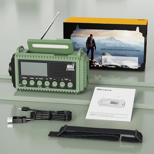 12000mAh Emergency Weather Radio with AM/FM/NOAA/SW, SOS Battery Operated - color: Army Green