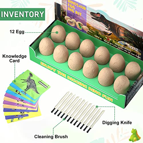 12 Dinosaur Eggs Excavation Dig Kit - Dinosaur Eggs Dig Toys for Kids STEM