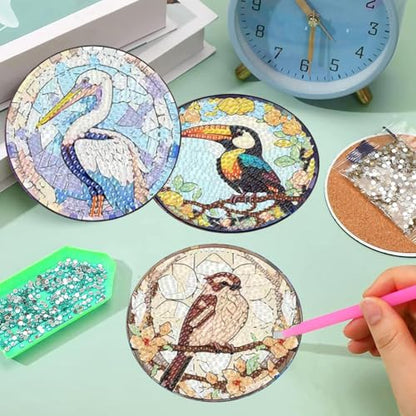 Diamond Art Coasters Kit, 8 Pieces Birds Diamond Painting Coasters Kit - color: Birds