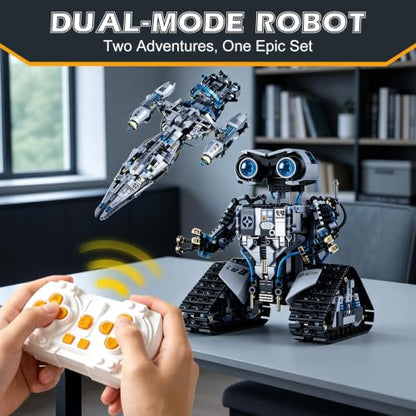 STEM Space Building Toys for Kids Ages 8-12 with Remote & APP Control, Technic Coding Spaceship & Robotic Toys for 8-14 Year Old Boys Girls, Buildable 2 in1 Models with 1468 PCS