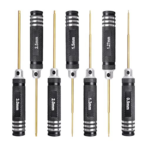 HobbyPark Hex Driver Set Allen Screwdriver Kit Titanium 0.9mm/1.27mm/1.3mm/1.5mm/2.0mm/2.5mm/3.0mm Small and 17mm Hex Wrench Set RC Car Tools Kit