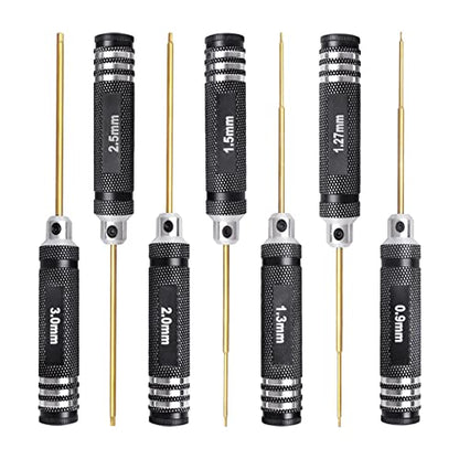 HobbyPark Hex Driver Set Allen Screwdriver Kit Titanium 0.9mm/1.27mm/1.3mm/1.5mm/2.0mm/2.5mm/3.0mm Small and 17mm Hex Wrench Set RC Car Tools Kit