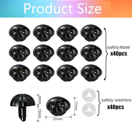 BESTCYC 80Pcs Safety Noses Dog Nose and Washers for Crochet Amigurumi - size: 17*22mm
