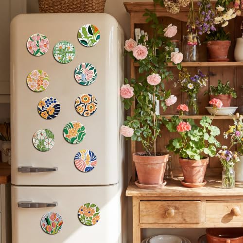 Zonon 12 Pcs Boho Floral Diamond Art Magnet Kits for Fridge - color: Boho, style: Floral