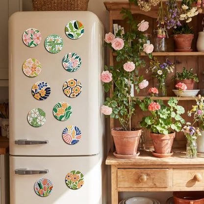 Zonon 12 Pcs Boho Floral Diamond Art Magnet Kits for Fridge - color: Boho, style: Floral