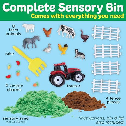 Creativity for Kids Sensory Bin: Farm | Calming, Screen-Free Play with Sand, Animals & Tools | Summer Activities for Toddlers | Back to School Fun (Ages 3+) - style: Farm