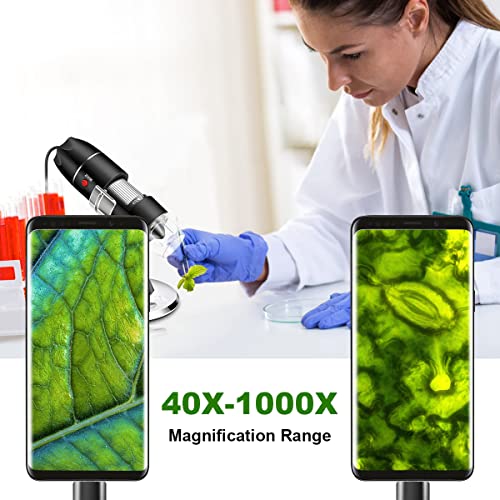 USB Digital Microscope Compatible with Android Windows Linux Mac - color: Black