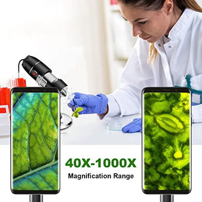 USB Digital Microscope Compatible with Android Windows Linux Mac - color: Black