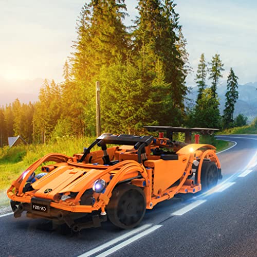 WISEPLAY STEAM Building Block RC Car Set 421 PCS - STEM Projects for Kids Ages 8-12 - Build Your Own RC Car - color: Orange Sunrise