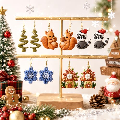 13 Pcs Holiday & Woodland Polymer Clay Cutters Set - Mushroom, Snowflake, Christmas Tree & Animal Shaped Clay Cutters for Polymer Clay Jewelry Making, Perfect Christmas & Animal Lover Gift - color: Snowflake