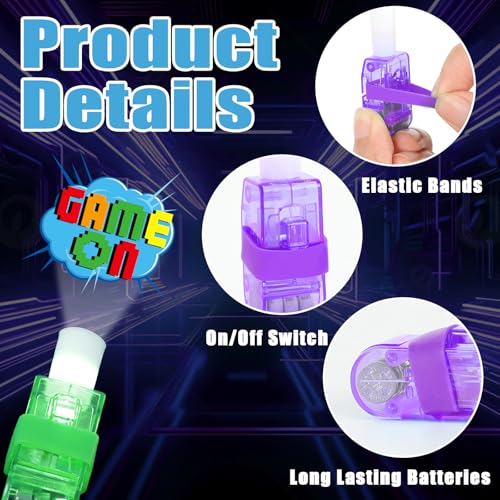 CHUNNIN 36 Pcs Video Game LED Finger Lights Glow in Dark Gamer Party Favors - style: Video Game