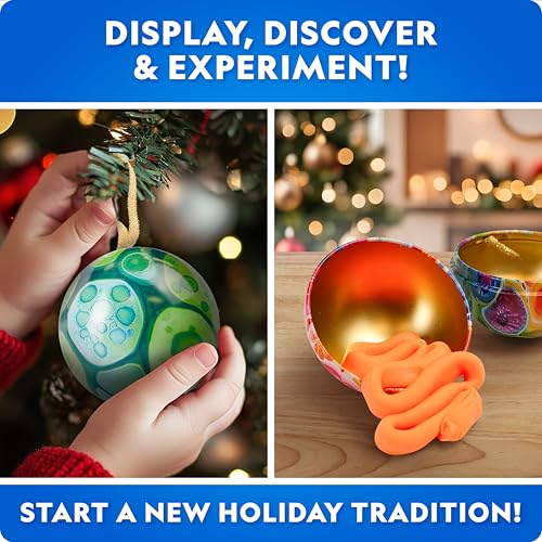 Blue Marble Science Ornaments Christmas Crafts for Kids Kit – 4 Ornaments with Holiday Science Experiments - Bouncy Ball Holiday Crafts, DIY Instant Snow Activities for Kids, Boys, and Girls - style: Science Experiment Ornaments