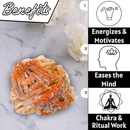 Amazing Gemstone Vanadinite Crystals and Healing Stones Mineral Specimen - Semi Precious Gem Stones - Healing Crystals Geode Clusters for Meditation, Chakra Balance, and Energy (S) - color: Vanadinite, size: Small