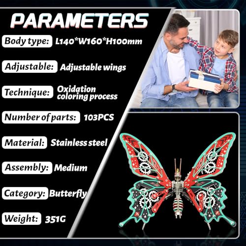 FILASLFT 3D Metal Puzzles for Adults,Mechanical Butterfly 3D Puzzles - color: D3-butterfly-red