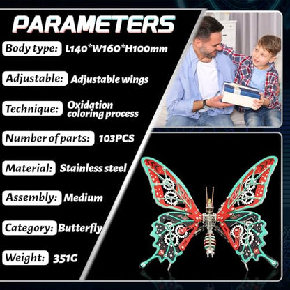 FILASLFT 3D Metal Puzzles for Adults,Mechanical Butterfly 3D Puzzles - color: D3-butterfly-red