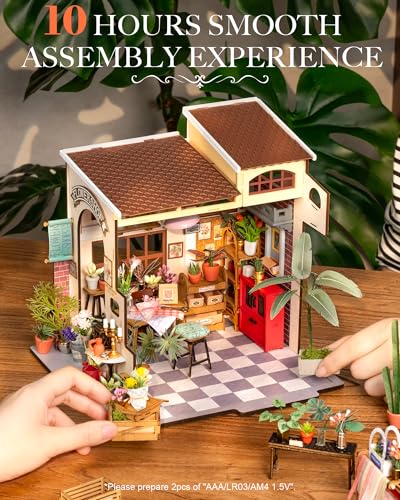 Rolife Flower Shop Miniature House Kit with LED Lights - color: Emily's Flower Shop