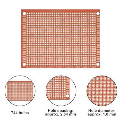 10 Pcs PCB Board Prototype Kit 90mm x 70mm Circuit Board Copper Strip Boards 744 Holes Perfboard Universal Printed Circuit Breadboard for DIY Soldering Electronic Experiment Projects