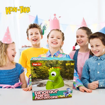 KON-TIKI Kids Dinosaur Microscope Viewer, Image Viewer with Stereo Goggles, 20 Micro Film Slides, 60 Science Images, LED Light, Q&A Learning Booklet, Educational STEM Toy Gift for Boys & Girls Age 3+
