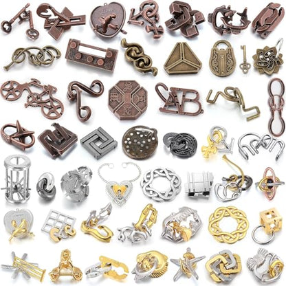 48 Pcs Metal Brain Teaser Puzzles Set for Adults, Vivid Style - style: Vivid Style