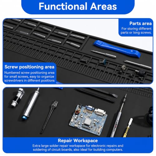 Kaisi KS813 Extra Large Soldering Mat, Heat Resistant Silicone Solder Mat - color: Black, size: 34" x 16"