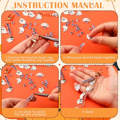 CraftyDream 558 Pcs Halloween Ghost Charms Keychain Kit Glow in the Dark - style: Halloween Ghost