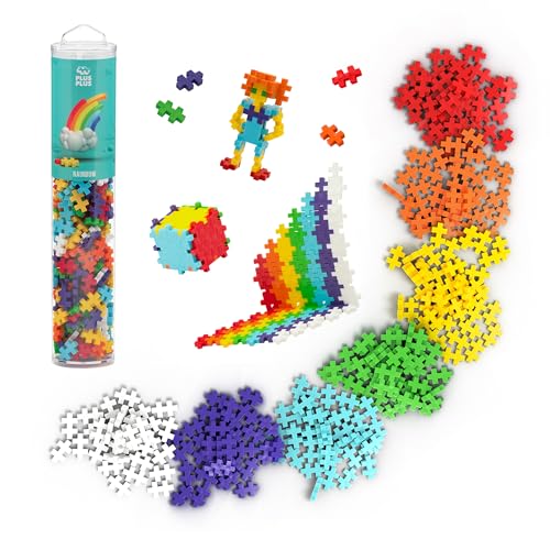 PLUS PLUS 240 Piece Rainbow Mix - Mini Waffle Blocks, Classroom Must Haves - style: Rainbow Mix Play Tube
