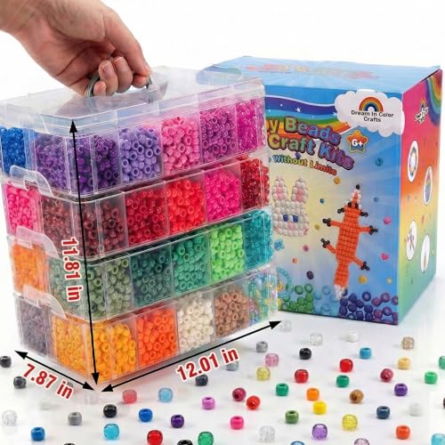 14000Pcs Pony Beads Kit, 40 Colors Rave Kandi Beads Bracelet Making Kit - color: JumboBox-40Colors