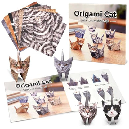 hapray 56 Sheets Cat Origami Paper Kit, Origami Kit for Kids, Origami Book