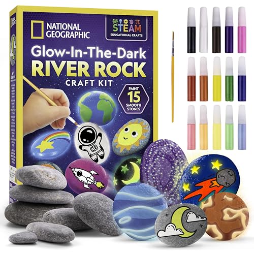 National Geographic Glow-in-the-Dark Rock Painting Craft Kit for Kids - style: Glow in the Dark