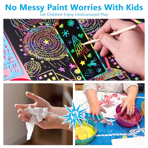 PEASUG Scratch Art for Kids, 40 Sets in 5 Styles Scratch Art Bookmarks