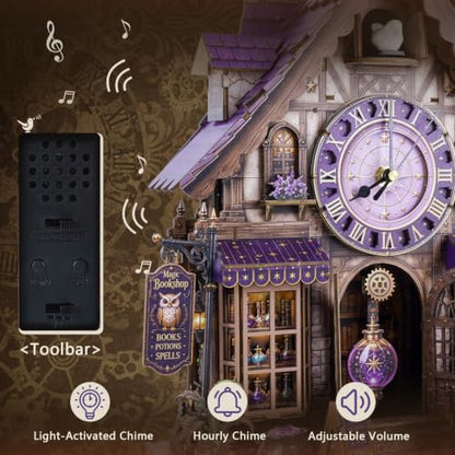 3D Puzzle for Adults Clock - Magic Bookshop Cuckoo Clock Model Kit - color: Magic Bookshop