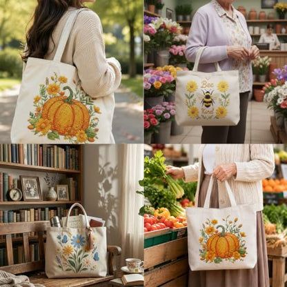 ARTopet Embroidery Tote Bag Kit for Beginners Flower Canvas Cross Stitch Handbag with Hoops Needles Threads Reusable Grocery Bag for Women-Bird - color: Bird