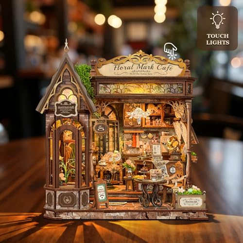 Floral Mark Cafe Book Nook Kit for Adults with LED Lights - color: Floral Mark Cafe