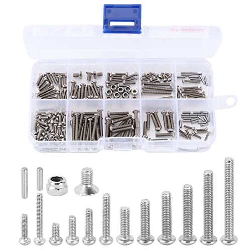 INJORA Screws Pins Nuts M1.6 M2 M2.5 Grade 12.9 Stainless Steel Hex Screws Hardware Kit for TRX4M 1/18 RC Crawler Car (Pack of 2) - size: One Size (Pack of 2)