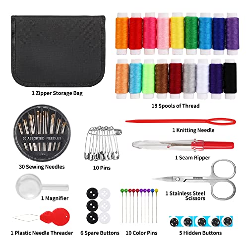 Sewing Kit for Adults,Marcoon Needle and Thread Kit with Sewing Supplies and Accessories Contains Scissors, Measure Tape,Seam Ripper,Suitable for Home, Travel, Beginner, Emergency