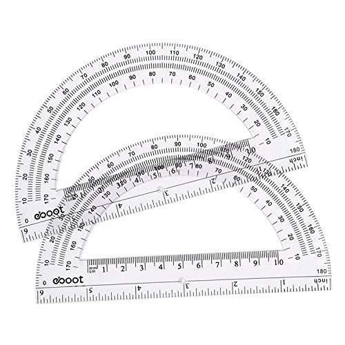 EBOOT Plastic Protractor Math Protractors 180 Degrees, 6 Inch, Pack of 2 (Clear) - color: Clear