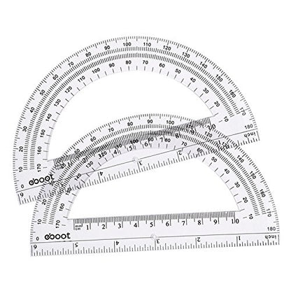 EBOOT Plastic Protractor Math Protractors 180 Degrees, 6 Inch, Pack of 2 (Clear) - color: Clear