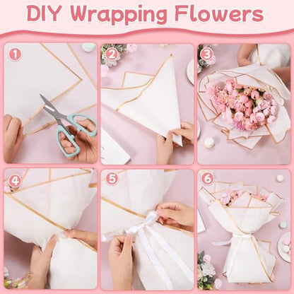 woric 93 Pcs White Flower Bouquet Wrapping Paper Kits - color: White
