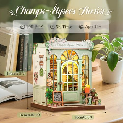 CUTEBEE Book Nook Kit for Adults, DIY Miniature Greenhouse Kit - color: Champs-élysées Florist