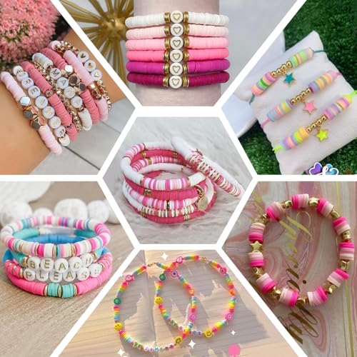 4000pcs Pink 6mm Round Polymer Clay Beads for Bracelets Making Kit - color: Pink