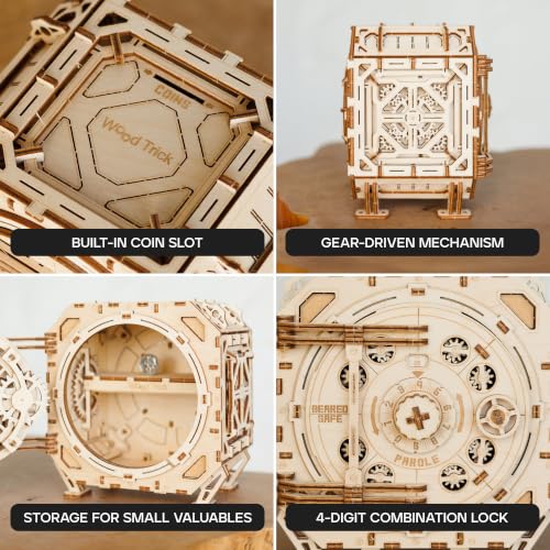 Wood Trick Safe Locker Puzzle Box 3D Wooden Puzzles for Adults to Build - color: Geared Safe