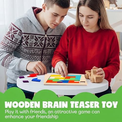 Yunsailing 3 Pack Large Wooden Blocks Puzzles Hexagon Tangram Puzzle Wooden Russian Brain Puzzles for Adult Challenge Teasers Geometric Jigsaw Logic Iq STEM Educational Gift Graduation(Geometry) - style: Geometry
