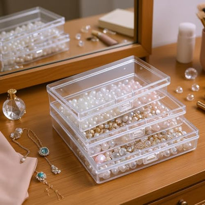 12 Pack Rectangular Clear Plastic Storage Containers - size: 5.3 x 3.1 x 1.18 inch