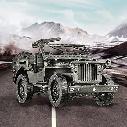 Piececool 3D Metal Car Model Kits, SUV Military Vehicle Models Building Kits, Brain Teaser 3D Puzzles for Adults Teens Stress Relief, Best Gifts for Dad - style: Willys-SUV