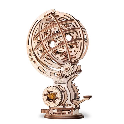 EWA Eco-Wood-Art Kinetic Globe 3D Wooden Puzzle, Mechanical Model Kit, 205 Pieces, Wood