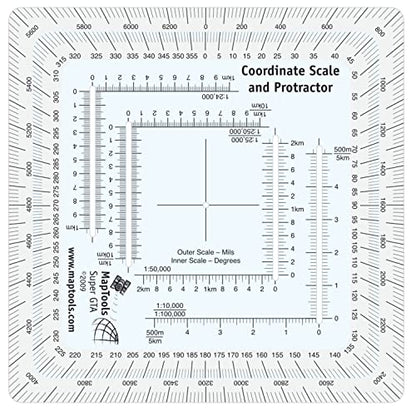 MapTools Improved Military Style MGRS/UTM Coordinate Grid Reader, and Protractor