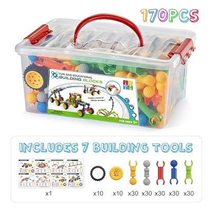 Building Toys for Kids Ages 4-8, STEM Toys for 3 4 5 6 7+ Year Old Boy Gift - style: 170pcs